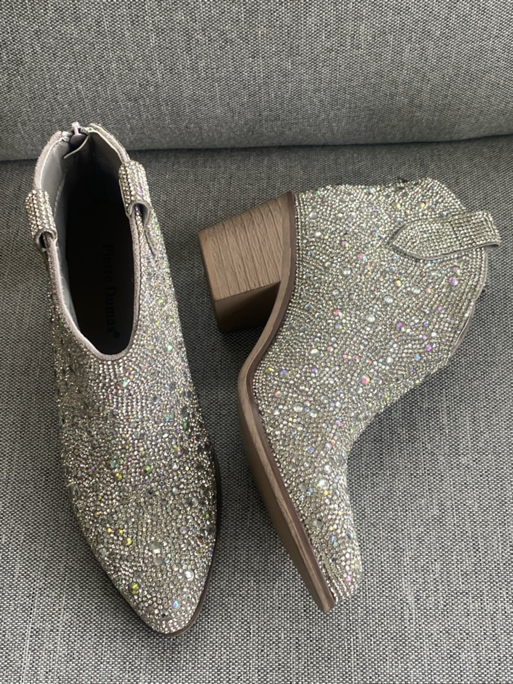 Pierre Dumas "Wilder-26" rhinestone embellished ankle booties 6 1/2 NEW NO BOX - Picture 2 of 11